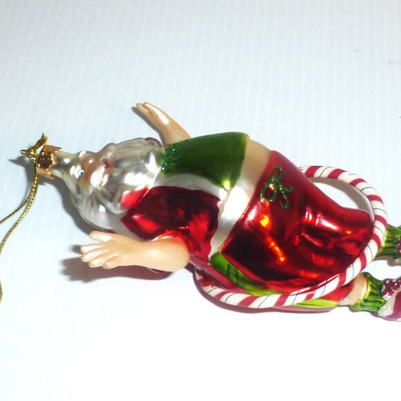 Vintage SANTA ORNAMENT 2x Santa MAN on the MOON Christmas Tree Ornament - Picture 3 of 14